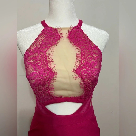 Luxxel Sexy pink lace see through romper. Small. K1 - Picture 6 of 15